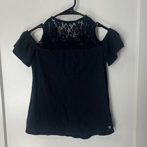 Abercrombie Kids Black Cold Shoulder Lace Top